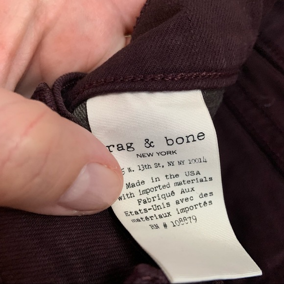Rag & Bone Dre boyfriend skinny ankle wine colored jeans - Picture 5 of 12